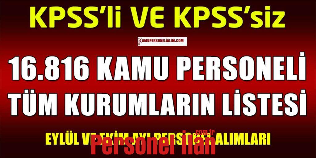 Devlet Daireleri 16 Bin 816 Kamu Personeli Alımları Yapacak