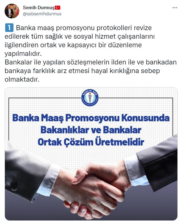 Sağlık-Sen Genel Başkanı Semih Durmuş'tan promosyon anlaşmalarını güncelleyin çağrısı geldi
