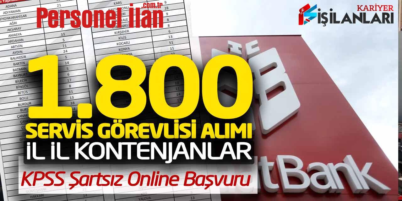 1.800 Servis Görevlisi Alımı İl İl Kontenjanlar! KPSS Şartsız Online Başvuru