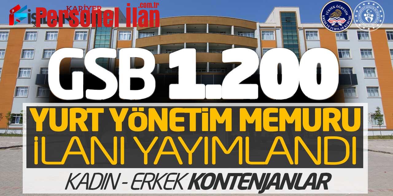 GSB 1.200 Yurt Yönetim Personeli Alımı İlanı Yayımlandı! Kadın-Erkek Kontenjanlar