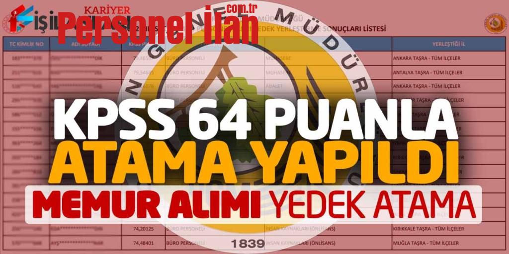 KPSS 64 Puanla Memur Ataması Yapıldı! OGM 338 Personel Alımı Yedek Atama