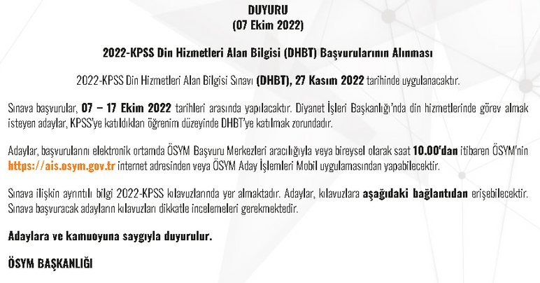 KPSS Din Hizmetleri Alan Bilgisi başvuruları başladı