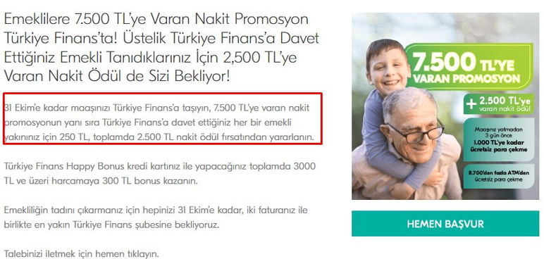 Türkiye Finans promosyon ödemesini 31 Ekim'e uzattı! Emeklilerin hesabına 10.000 TL yatıracak