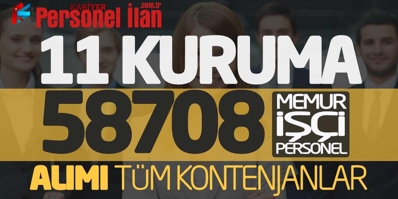 11 Kamu Kurumu 58.708 Memur İşçi Personel Alımı (Tüm Kontenjan Dağılımları)