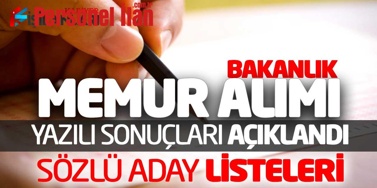 Bakanlığı 100 Memur Alımı Yazılı Sınav Sonuçları Açıklandı! Sözlü Aday Listeleri