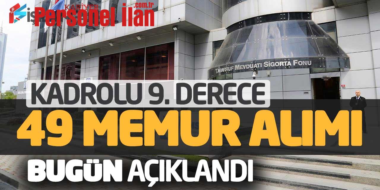 TMSF Kadrolu 9. Derece 49 Memur Alımı Bugün Açıklandı (İkamet Şartsız)