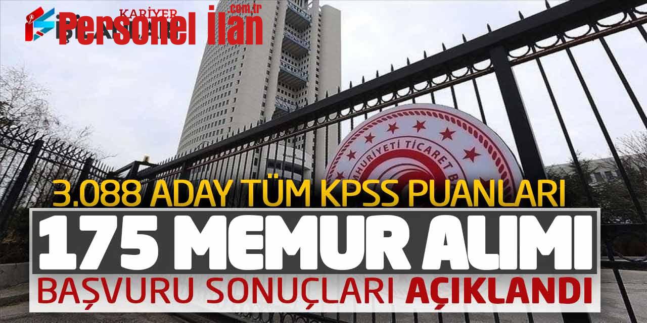 Ticaret Bakanlığı 175 Memur Alımı Başvuru Sonuçları! 3.088 Aday Tüm KPSS Puanları