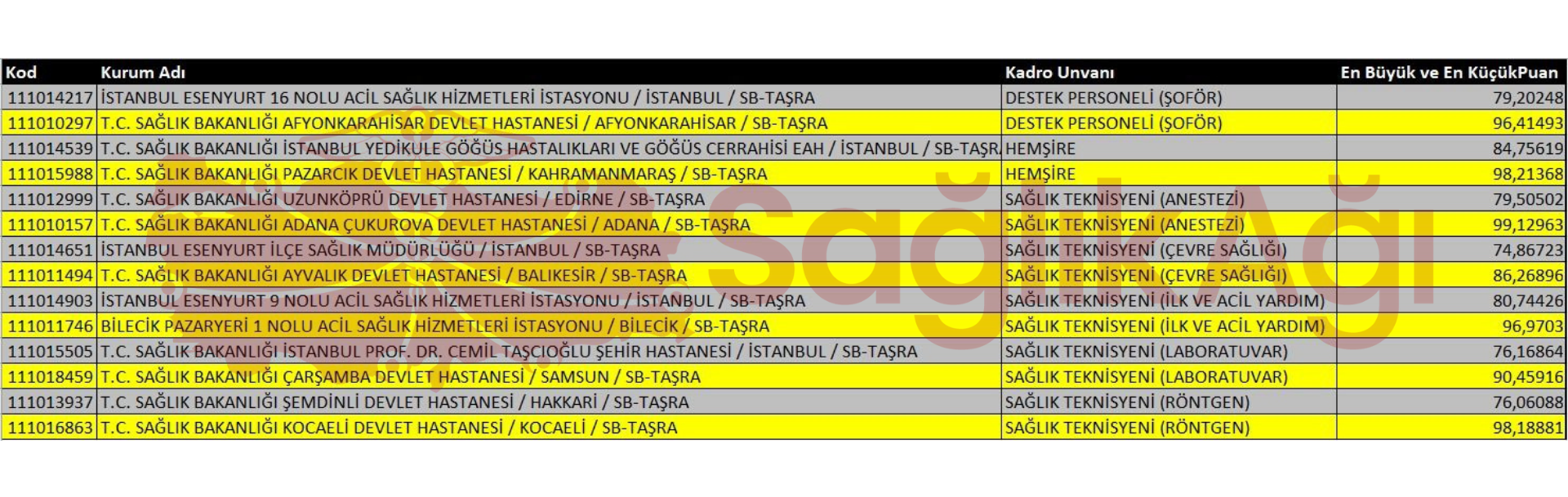 Hangi Branş Kaç Puan İle Kapattı? Tüm Branşların En Düşük ve En Yüksek Puanları