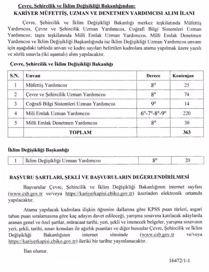 Bakan Murat Kurum, ''Hayırlı olsun'' diyerek açıkladı! Bakanlık bünyesinde personel alımı yapılacak