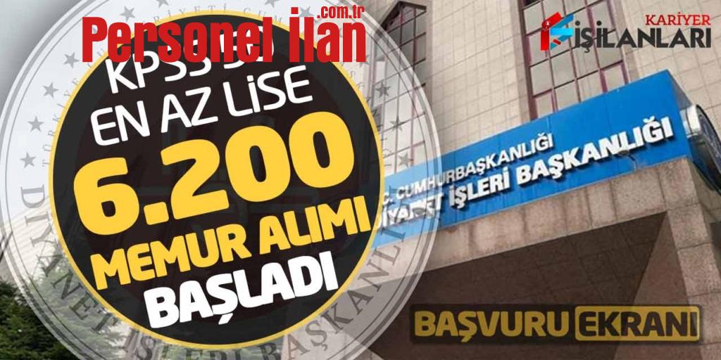 KPSS 50 Puanla En Az Lise 6.200 Memur Alımı Başladı! Diyanet Başvuru Ekranı