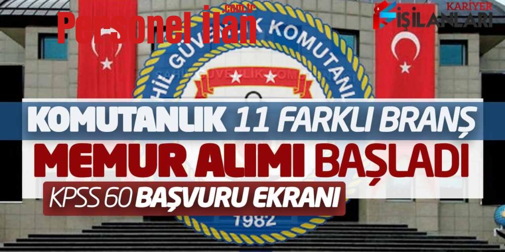 Komutanlık 11 Farklı Branşta Memur Alımı Başladı! KPSS 60 Başvuru Ekranı Açıldı