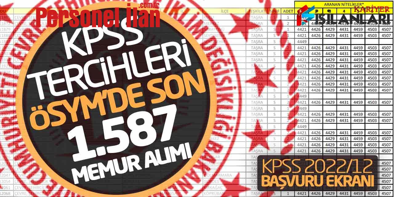 ÖSYM’de KPSS Tercihleri Son! 1587 Memur Alımı Başvuru Ekranı (KPSS 2022/12)