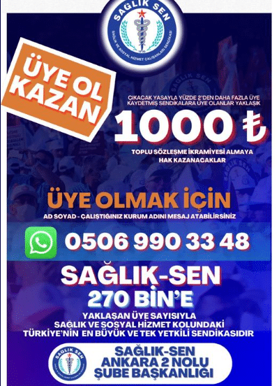 Sağlık-Sen’in “Üye ol, Kazan” Paylaşımı Büyük Tepki Topluyor