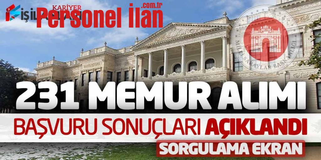 231 Memur Alımı Başvuru Sonuçları Açıklandı! Milli Saraylar Sorgulama Ekran