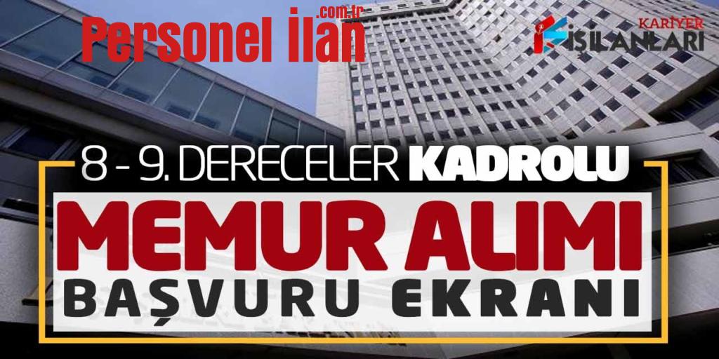 Bakanlık 8. ve 9. Dereceler Kadrolu Açıktan Memur Alımı Başvuru Ekranı
