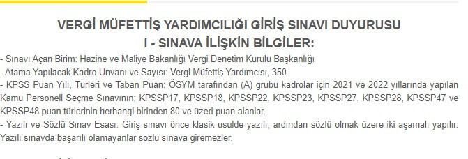 Hazine ve Maliye Bakanlığı Vergi Denetim Kurulu Başkanlığı'na dev personel alımı!