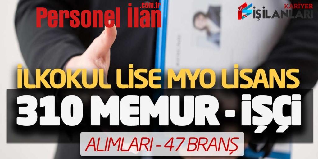 İlkokul Lise MYO Lisans 47 Branş 310 Memur İşçi Personel Alımı Başvuruları