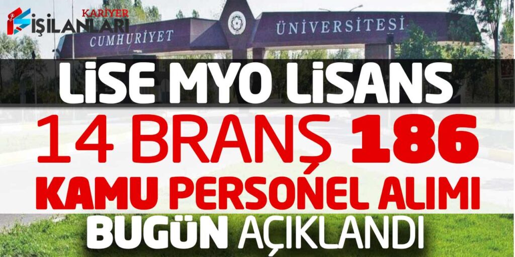 Lise Önlisans Lisans 14 Branşta Yeni 186 Kamu Personel Alımı Bugün Açıklandı