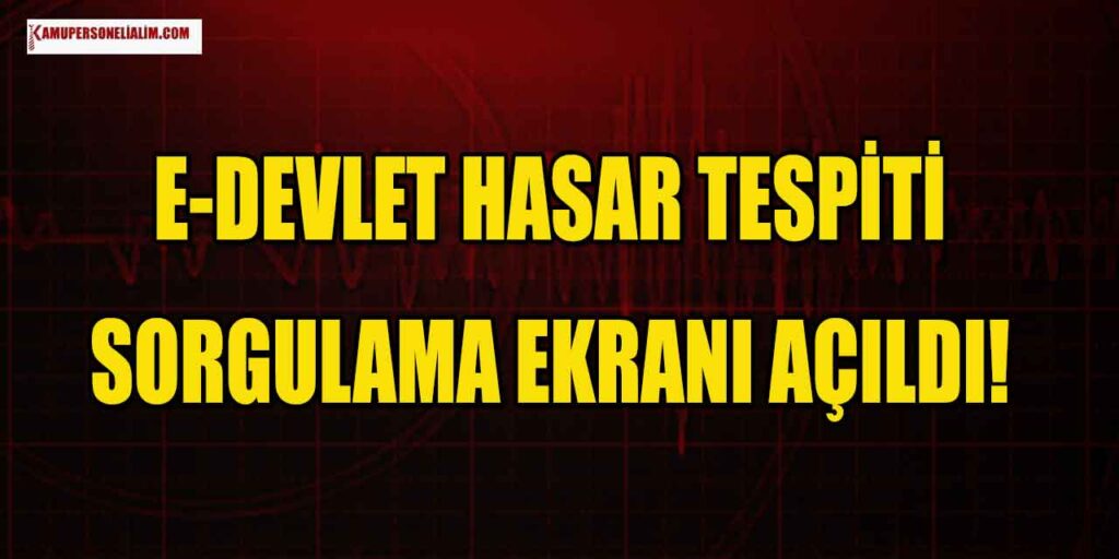 e-Devlet Üzerinden Hasar Tespiti Sorgulama Ekranı Açıldı! 2023