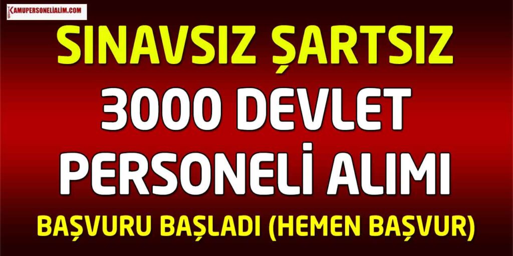 Sınavsız Şartsız 3000 Devlet Personeli Başvuru Ekranı