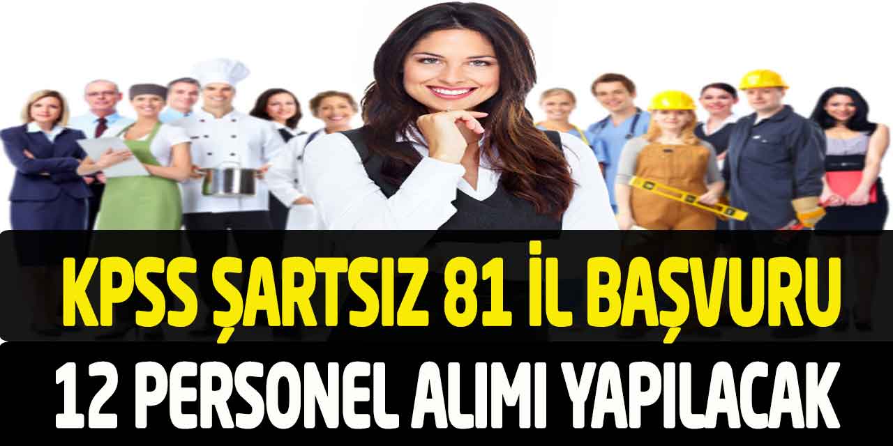 Devlet Dairesi Ülke Geneli Başvuru KPSS Şartsız 12 Personel Alımı