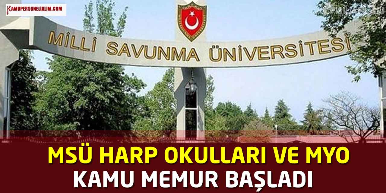 MSÜ Harp Okulları ve MYO Kamu Memur Alımı 20 Kadroları