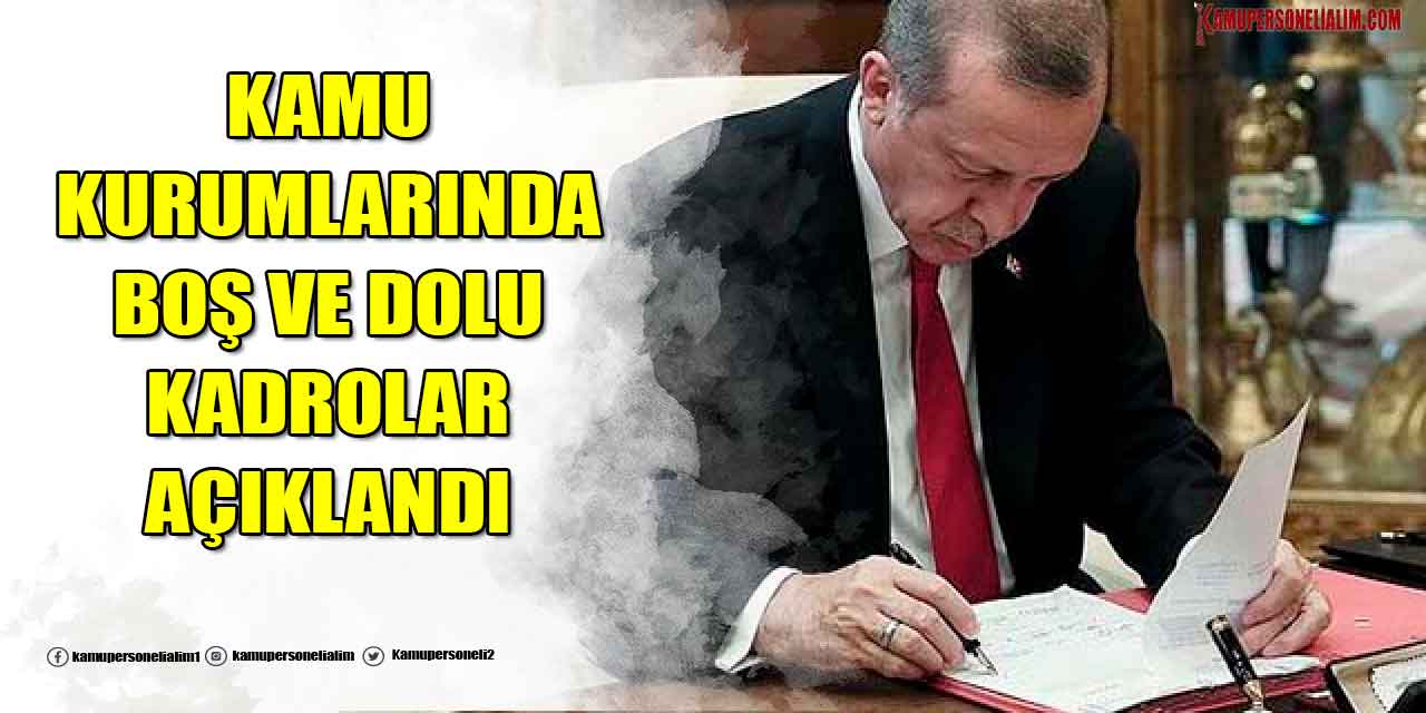 Kamu Kurumları 2023 Yılı Personel Boş ve Dolu Kadro Tabloları Resmi Gazetede