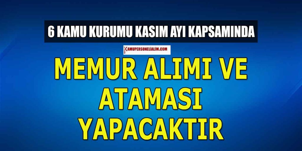 Kasım Ayı 6 Kamu Kurumu Memur Alımı ve Atamaları