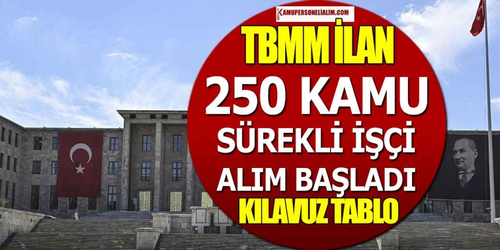 TBMM 250 Kamu Sürekli İşçi Alımı! Mecliste Çalışacak Personel Alacak