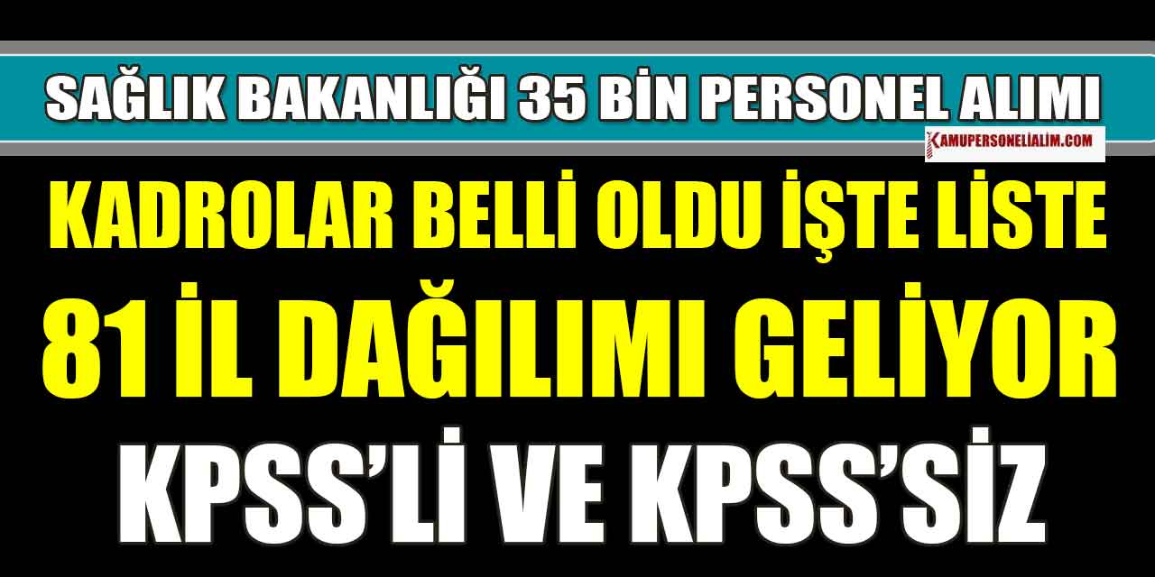 Sağlık Bakanlığı 35 Bin Personel Alımı 81 İl Branşları Belli Oldu