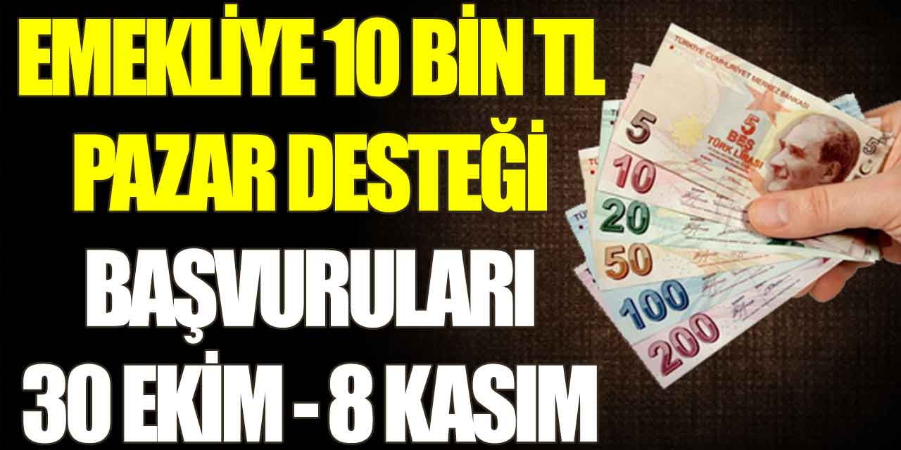 Emekliye 10 Bin TL Pazar Desteği Başvuruları 30 Ekim - 8 Kasım 2024