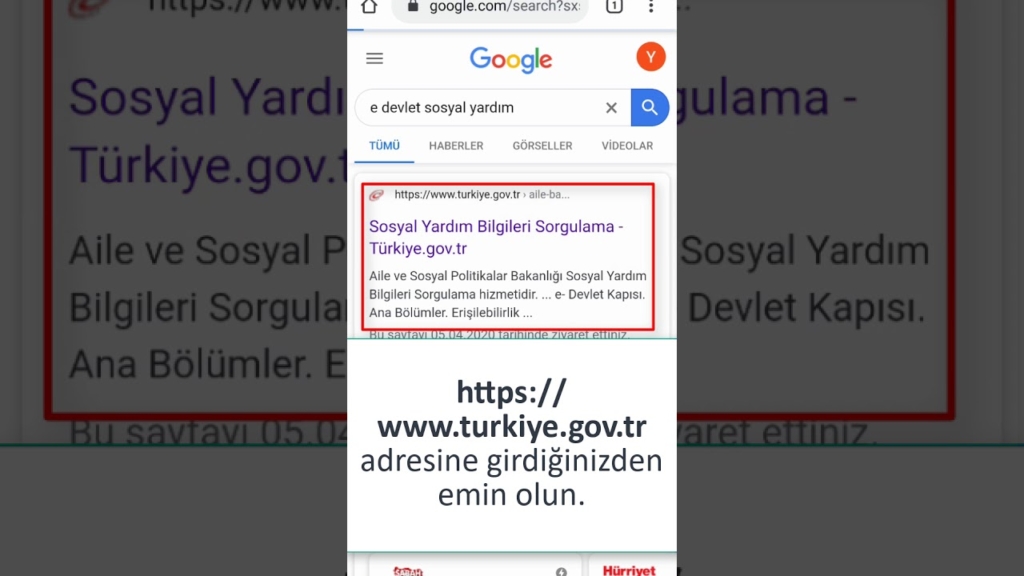 E-Devlet Sosyal Yardım Bilgileri Sorgulama Ekranı