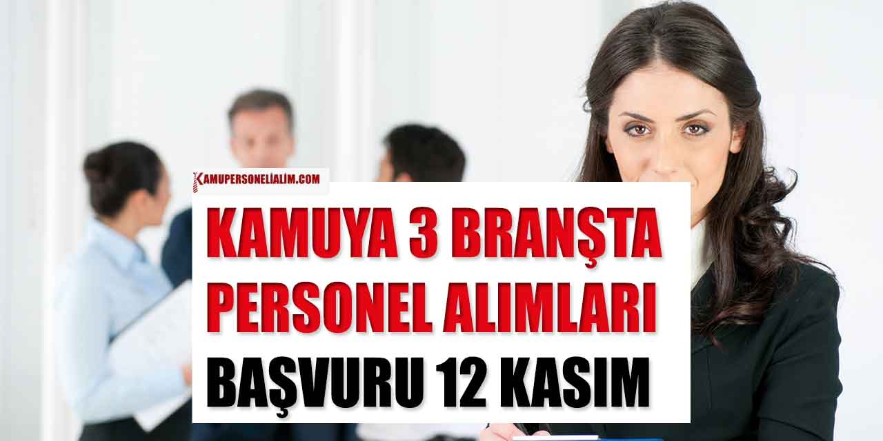 Kamuya 3 Branşta Personel Alımı Başvuruları 12 Kasım 2024 Son