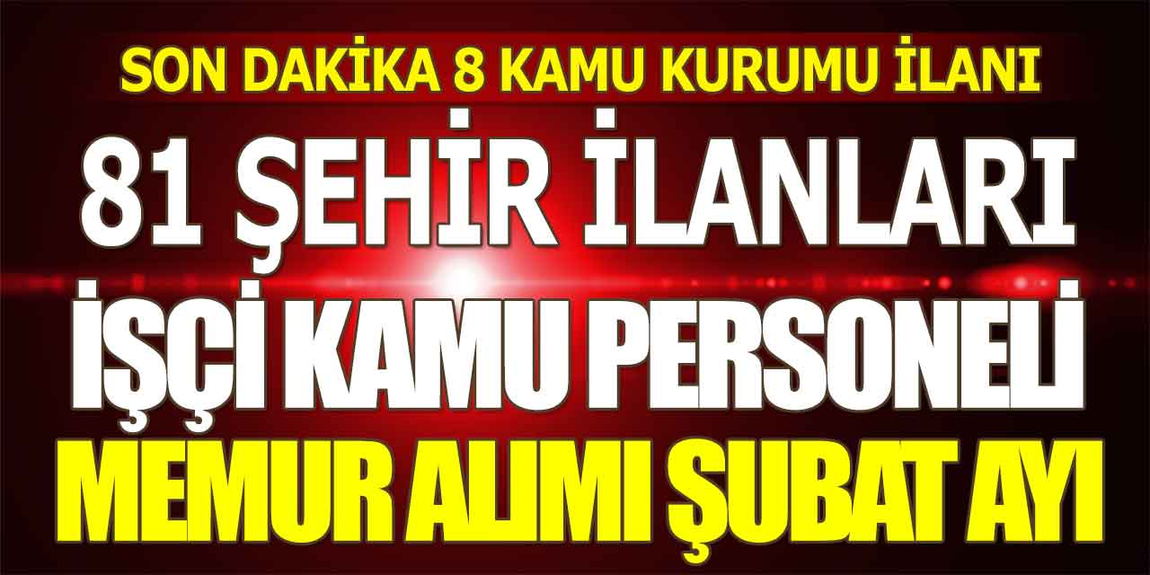 8 Kamu Dairesi 81 İl İşçi, Memur ve Kamu Personeli Alımı İlanları
