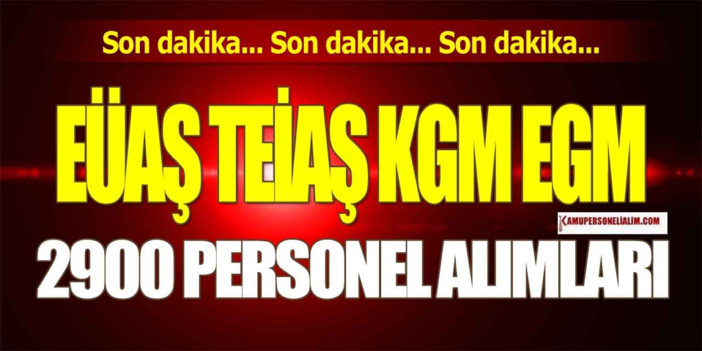 KGM, TCDD, Tarım Bakanlığı, TEİAŞ ve EÜAŞ 2900 Kamu Personel Alımı İlanları