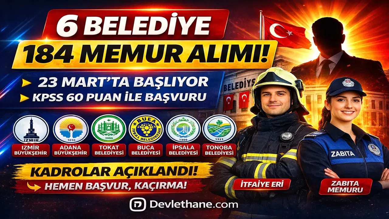 6 Belediyeye 184 Memur Alımı Başlıyor
