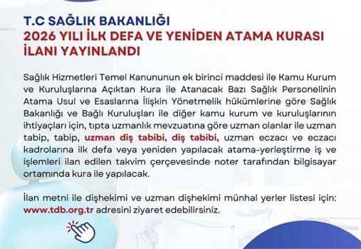 diş hekimi ve eczacı 2026 atama kurası başvuru süreci