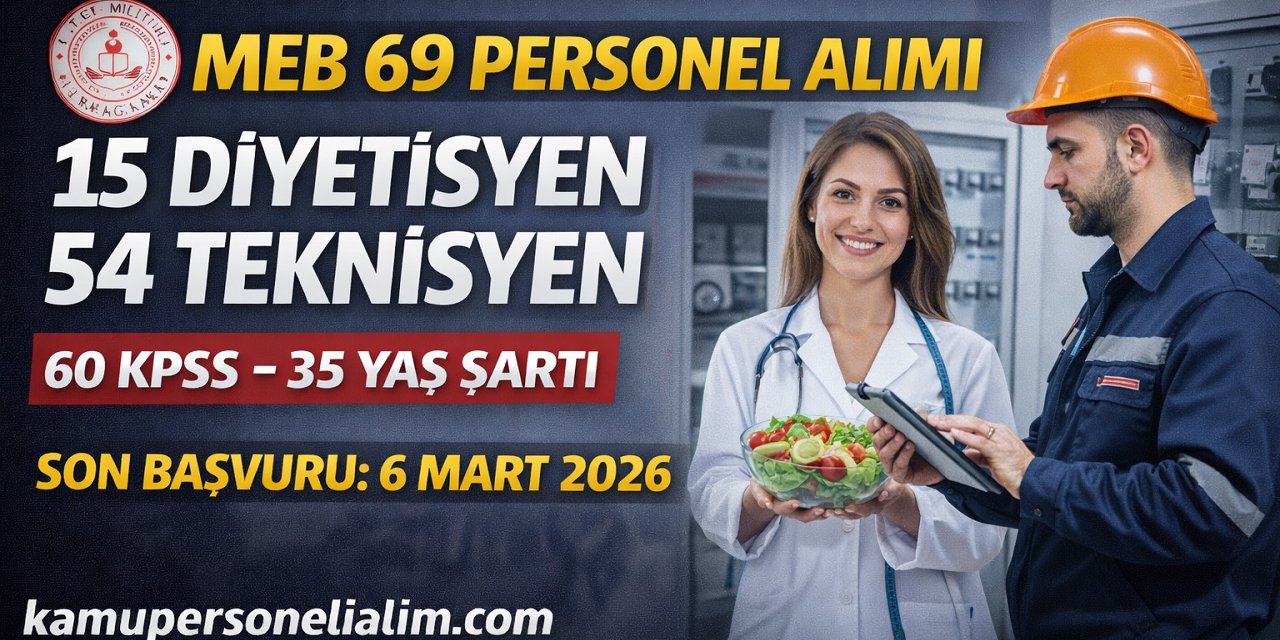 Millî Eğitim Bakanlığı 69 Sözleşmeli Personel Alacak: 15 Diyetisyen, 54 Teknisyen