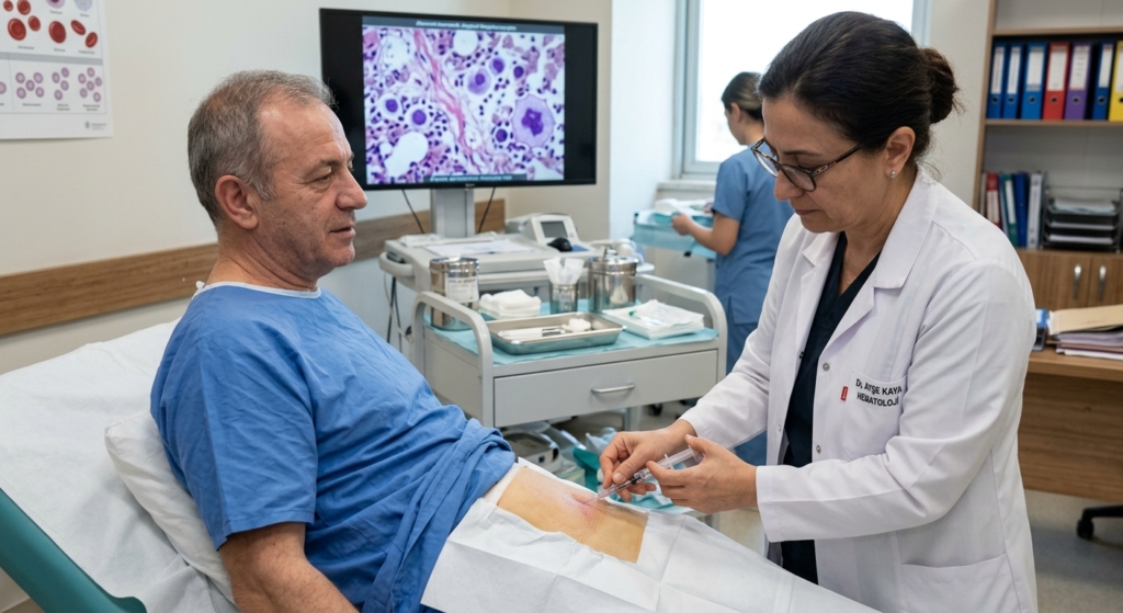 Miyelofibrozis, kemik iliğinde anormal hücre büyümesi ve skar dokusu (fibrozis)