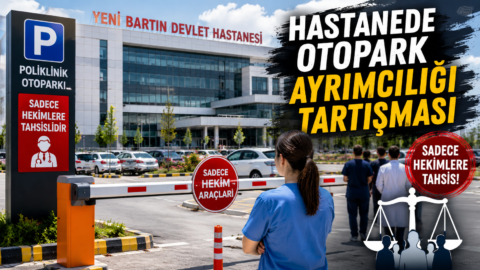 Bartın Devlet Hastanesi’nde açılışın ardından poliklinik otoparkının yalnızca hekimlere tahsis
